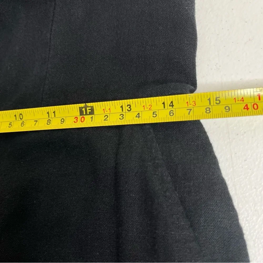 Old Navy Linen Rayon Black Jack Romper Overall Cropped Smocked Back Women Small - Picture 12 of 15